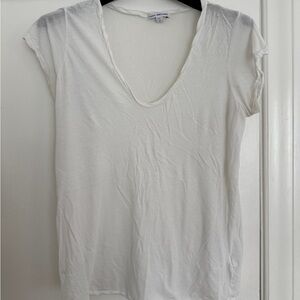 James Perse White Deep V-Neck Short Sleeve Tee